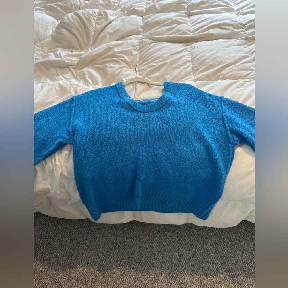 ANRABESS Women's Oversized Crewneck BLUE